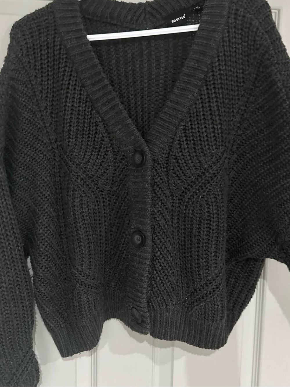RD Style Black Chunky Knit Button Cardigan